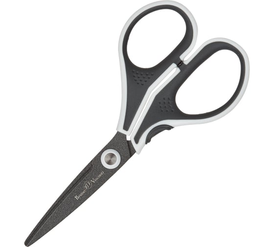 Ножницы Bruno Visconti finecut 130 мм, тефлоновое покрытие, прорезиненные ручки, черно-белые 1768843