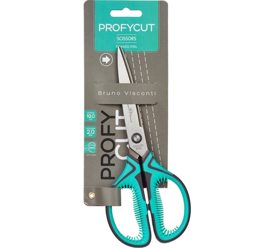 Ножницы Bruno Visconti profycut 190 мм, прорезиненные ручки, зеленые 60-0053 1768848