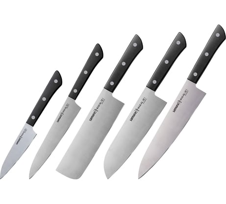 Набор ножей 5 в 1 Samura "HARAKIRI" 11, 23, 43, 85, 95, коррозионно-стойкая сталь, ABS пластик SHR-0250B/K