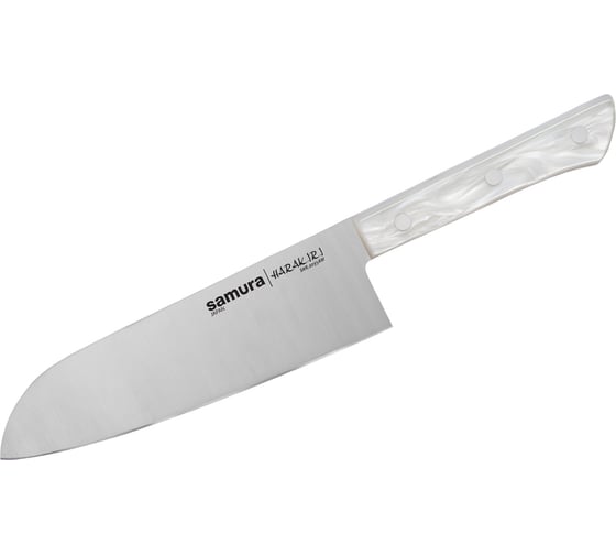 Кухонный нож Samura "HARAKIRI" Сантоку 175 мм, коррозионно-стойкая сталь, белый акрил SHR-0095AW/K