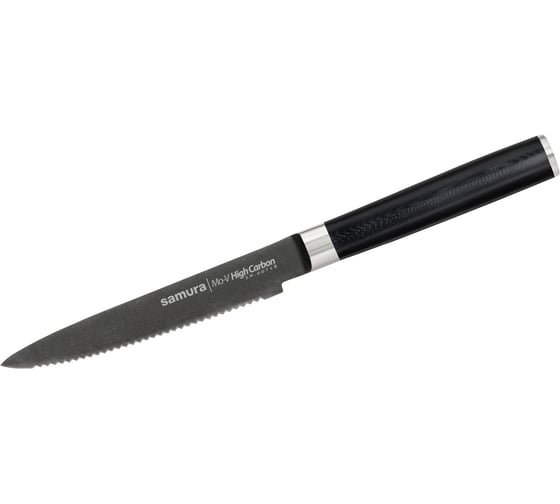 Кухонный нож для томатов Samura Mo-V Stonewash 120 мм, G-10 SM-0071B/K