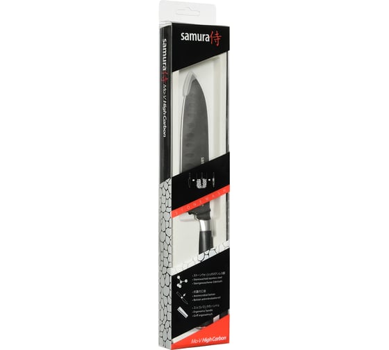 Кухонный нож Сантоку Samura Mo-V Stonewash 138 мм, G-10 SM-0093B/K