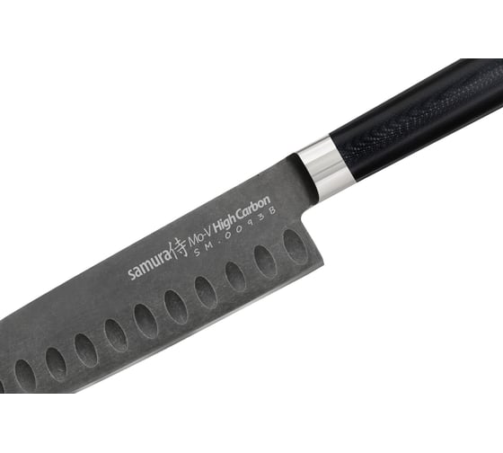 Кухонный нож Сантоку Samura Mo-V Stonewash 138 мм, G-10 SM-0093B/K