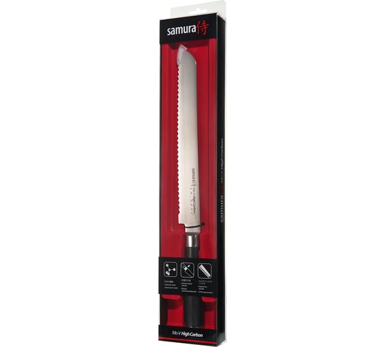 Кухонный нож для хлеба Samura Mo-V 230 мм, G-10 SM-0055/K