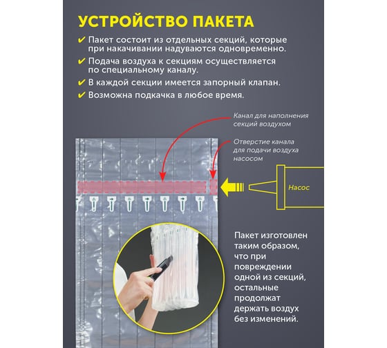 Надувные защитные пакеты для вина ООО ИВАДЖО 24x41,5 см, 5 шт. IVJ-VP-Q-240X415-5