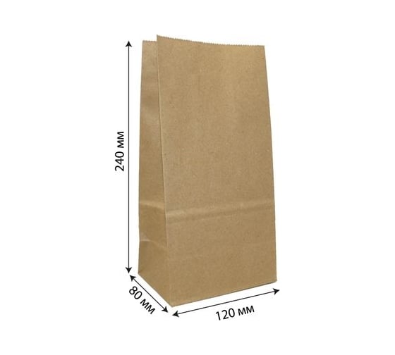 Пакет без ручек МАКПАК 240x120x80 мм, 90г/м2, крафт макулатура, 300 штук 110302