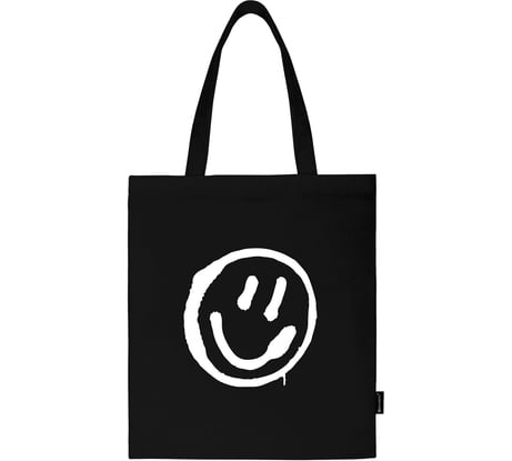 Сумка-шоппер BRAUBERG канвас, 40x35 см, черный, smiley 271900