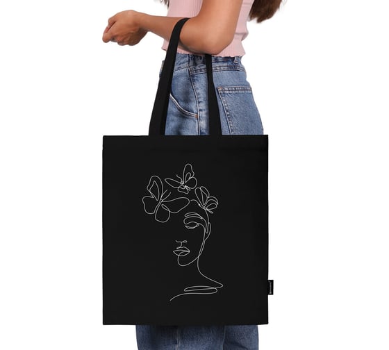 Сумка-шоппер BRAUBERG канвас, 40x35 см, черный, vector girl 271899