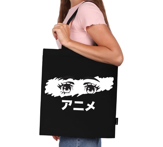 Сумка-шоппер BRAUBERG канвас, 40x35 см, черный, anime eyes 271897