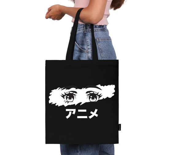 Сумка-шоппер BRAUBERG канвас, 40x35 см, черный, anime eyes 271897