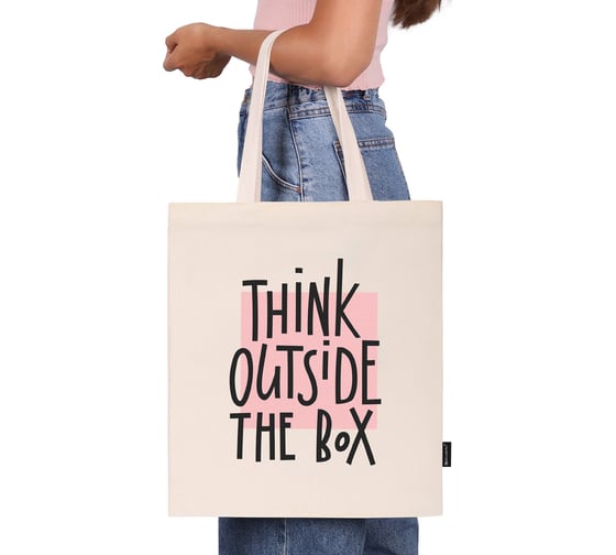 Сумка-шоппер BRAUBERG канвас, 40x35 см, бежевый, think outside the box 271898