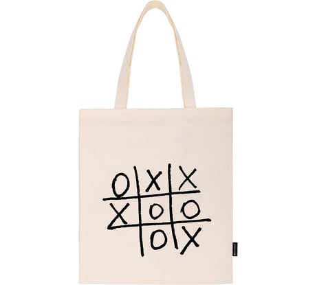 Сумка-шоппер BRAUBERG premium, канвас, 40x35 см, на кнопке, карман, бежевый, tic-tac-toe 271902