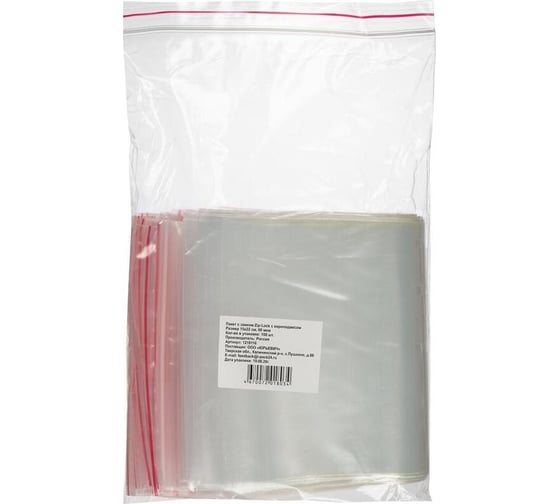 Пакет ООО Комус с замком zip lock, с европодвесом, 15x22 см, 60 мкм, 100 шт. 1218116