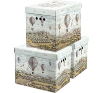 Короб для хранения из плотного микрогофрокартона BRAUBERG 380x280x315 мм, комплект 3 шт., home 271823