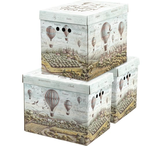 Короб для хранения из плотного микрогофрокартона BRAUBERG 380x280x315 мм, комплект 3 шт., home 271823 1