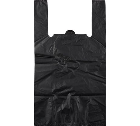 Пакет-майка ООО Комус усиленный, пнд, 30+18x56, черный, 28 мкм, 100 шт. 1031076