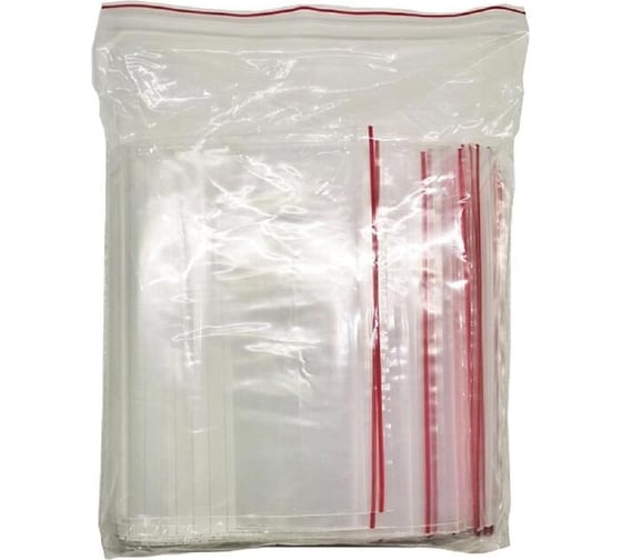 Пакет ООО Комус с замком zip lock, 20x30 см, 60 мкм, с полосой для надписи, 100 шт. 1299391