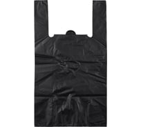 Пакет-майка ООО Комус усиленный, пнд, 40+18x70 см, черный, 30 мкм, 50 шт. 929056