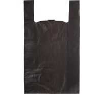 Пакет-майка ООО Комус усиленный, пнд, 40+18x70 см, черный, 30 мкм, 100 шт. 1825147