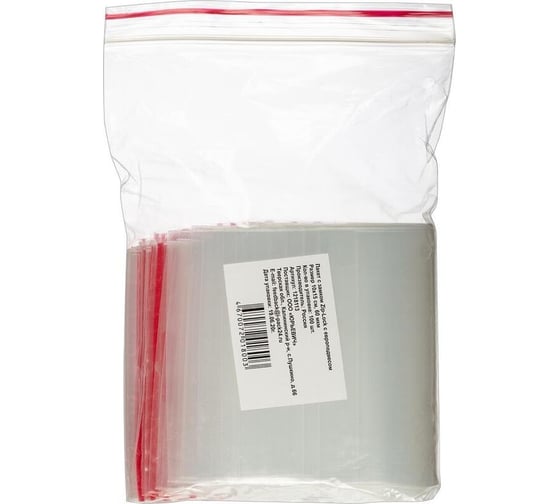 Пакет ООО Комус с замком zip lock, с европодвесом, 10x15 см, 60 мкм, 100 шт. 1218113