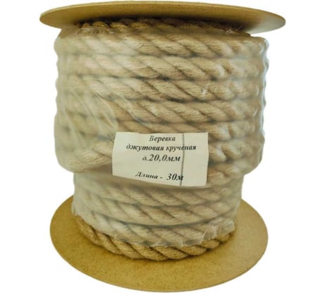 Крученая джутовая веревка Rusconnect 20 мм, 30 м, на ролике 159600