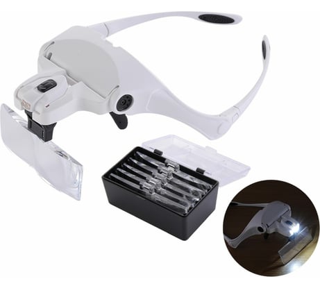 Налобная лупа Pro Legend 3.5x очки с подсветкой 2 LED PL4406