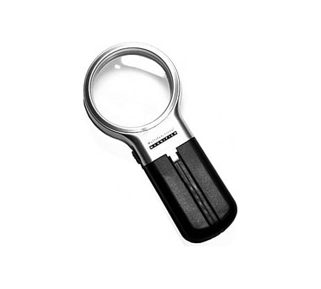Ручная круглая лупа для чтения Pro Legend с подсветкой 2 LED, черно-серебристая, трансформер PL4436