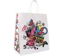 Пакет с кручеными ручками ПЗБМ 250x220x120 100г/м2 крафт цел. "Граффити" 250 штук 115281