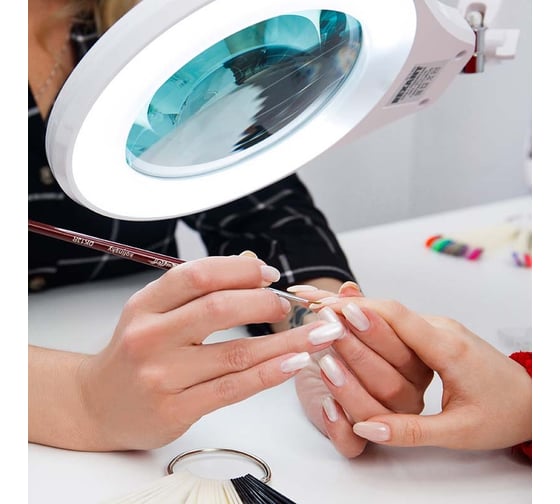 Лупа на струбцине REXANT круглая, 5D, с подсветкой, 72 SMD, сенсорный регулятор яркости, диаметр 152 мм, белая 31-0532
