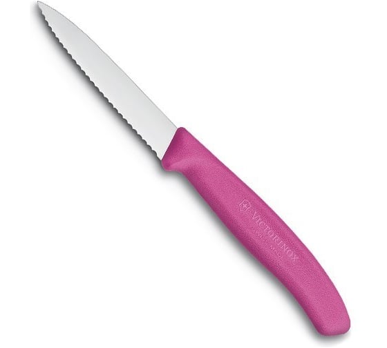 Нож для очистки овощей Victorinox лезвие 8 см, волнистое, розовый 6.7636.L115