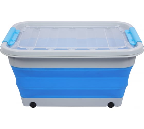 Корзина складная BRADEX на колесах, с крышкой, 30 л, синий TD 0637