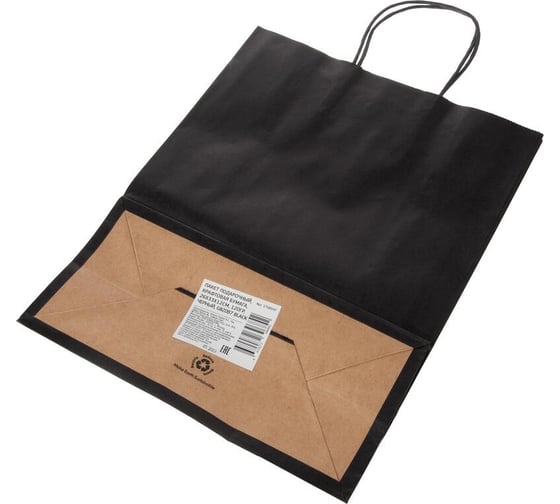 Пакет ООО Комус подарочный, крафт, 26x33x12 см, 120 гр, черный, gbz087 black 1758547