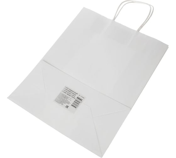 Пакет ООО Комус подарочный, крафт, 26x33x12 см, 120 гр, белый, gbz087 white 1758548