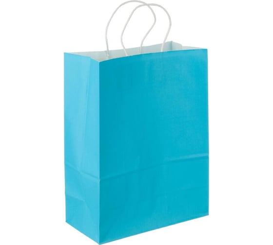 Пакет ООО Комус подарочный, крафт, 26x33x12 см, 120 гр, синий, gbz087 blue 1758546 1