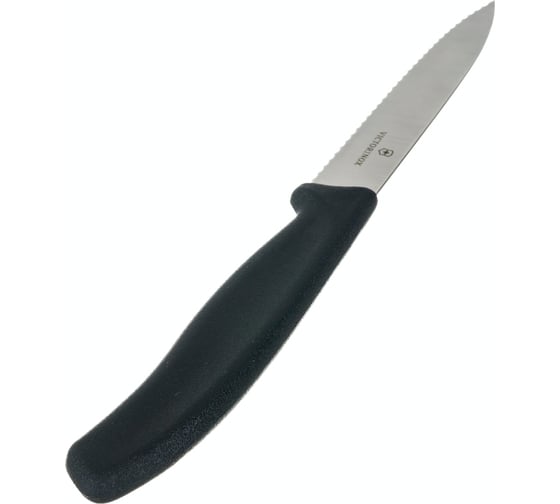 Нож для очистки овощей Victorinox лезвие 10 см волнистое, черный, 6.7733