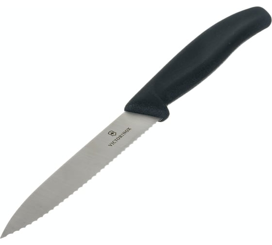 Нож для очистки овощей Victorinox лезвие 10 см волнистое, черный, 6.7733
