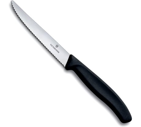 Нож для стейка Victorinox лезвие 11 см волнистое, черный, 6.7233.20