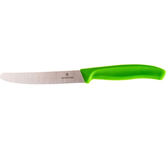 Нож для томатов и сосисок Victorinox лезвие 11 см волнистое, зеленый, 6.7836.L114