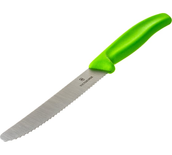 Нож для томатов и сосисок Victorinox лезвие 11 см волнистое, зеленый, 6.7836.L114