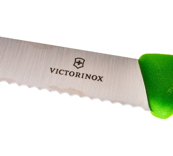 Нож для томатов и сосисок Victorinox лезвие 11 см волнистое, зеленый, 6.7836.L114