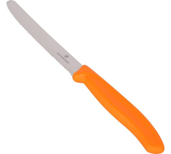 Нож для томатов и сосисок Victorinox лезвие 11 см волнистое, оранжевый, 6.7836.L119
