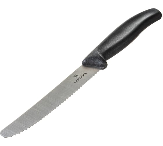 Нож для томатов и сосисок Victorinox лезвие 11 см волнистое, черный, 6.7833