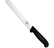 Нож для хлеба Victorinox лезвие 21 см волнистое, черный, в блистере, 6.8633.21B