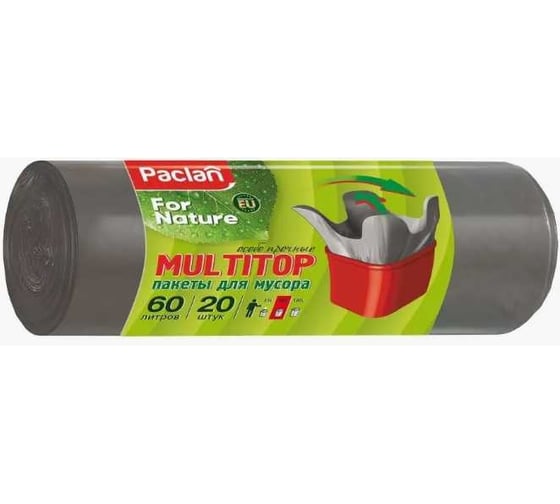 Мешки для мусора FOR NATURE MULTITOP 60 л, 20 шт Paclan 5900942151196 1