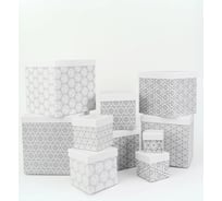 Набор подарочных коробок для хранения Cartonnage 10 в 1, 10 квадратных коробок-матрешек разного размера и дизайна, 8x8х8 - 26x26x26 см NKK.18.13.18.K