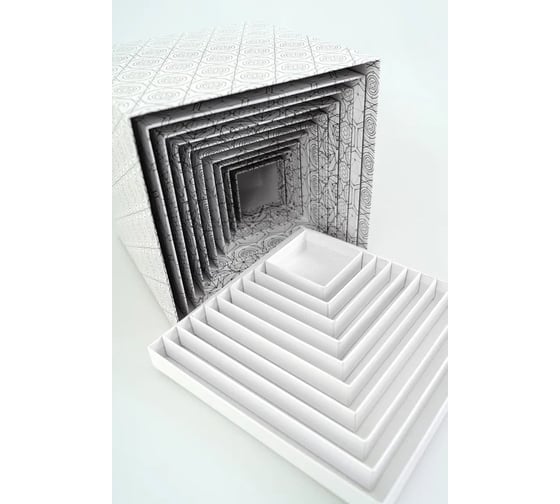 Набор подарочных коробок для хранения Cartonnage 10 в 1, 10 квадратных коробок-матрешек разного размера и дизайна, 8x8х8 - 26x26x26 см NKK.18.13.18.K