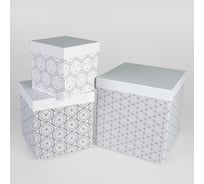 Набор подарочных коробок для хранения Cartonnage 3 в 1, 3 квадратных коробок-матрешек разного размера и дизайна, 14x14x14 - 22x22x22 см NKK.20.13.18.K