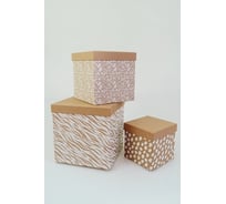 Набор подарочных коробок для хранения Cartonnage 3 в 1, 3 квадратных коробок-матрешек разного размера и дизайна, 14x14x14 - 22x22x22 см NKK.20.15.13.K