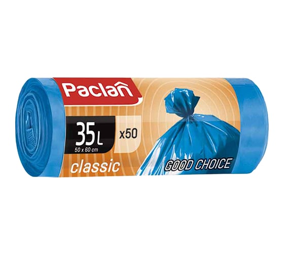 Мешки для мусора Paclan Classic 35 л 50х60 см синие ПНД 7.3 мкм 50 шт. 606334