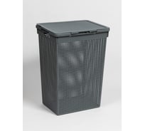 Корзина для белья Violet Лофт с крышкой 60 л серая 566018